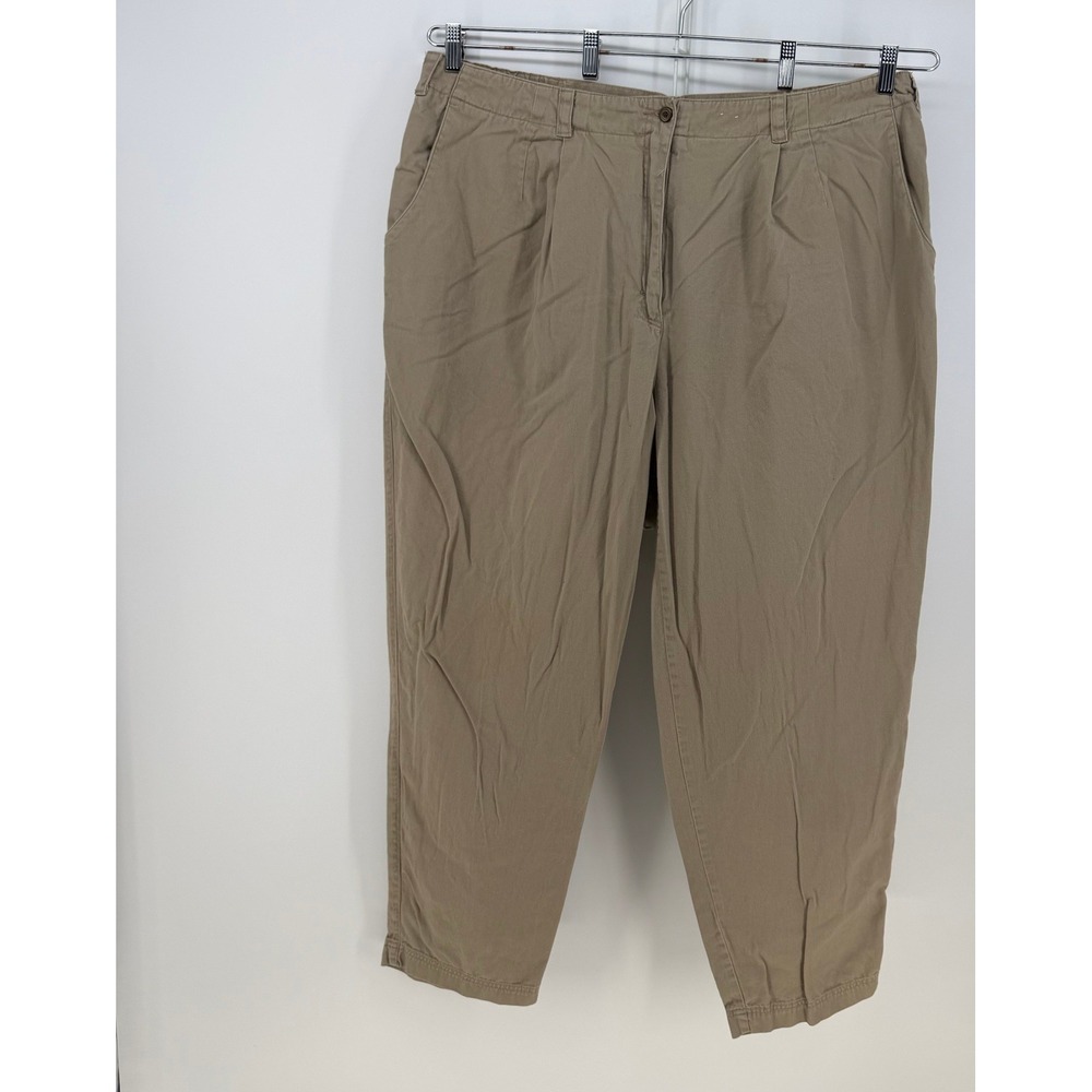Venezia Chino Pants Women 24 Average Khaki Tan Pleated High Rise Cotton 90s Gorp
